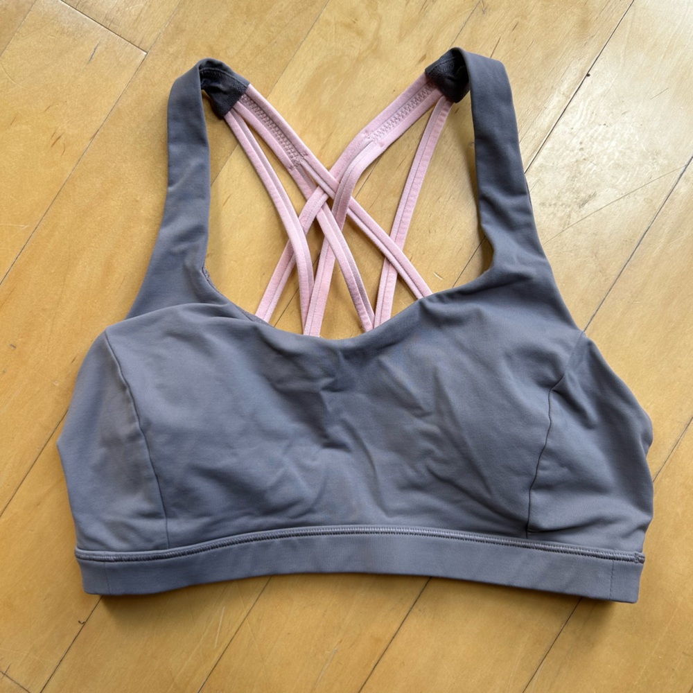 Lululemon Free to be Serene Bra in Lunar Rock and Dew Pink, Size 6